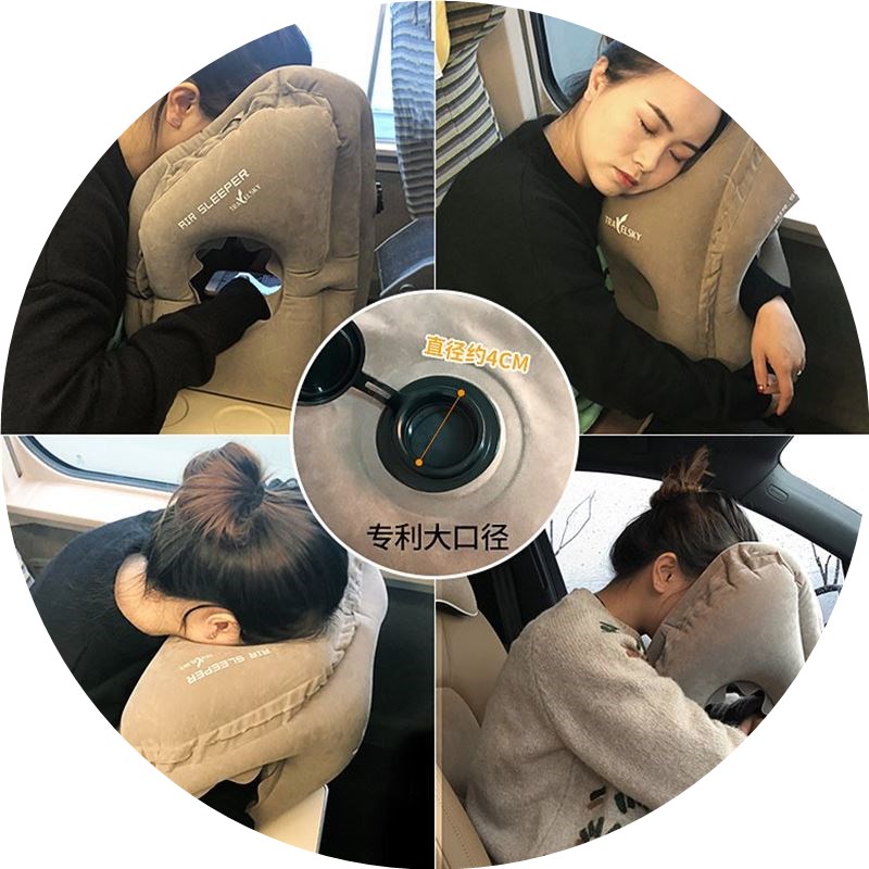 inflatable trael pillow air neck pillows on train airplane