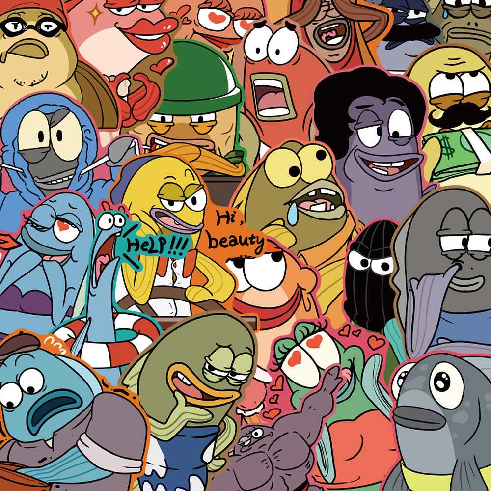 比奇堡路人动漫海绵宝宝贴纸笔记本电脑水杯手机壳装饰防水100张