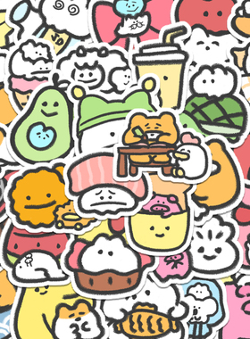 150张卡通mokmok贴纸可爱涂鸦insdiy手账本装饰贴纸小清新手机贴