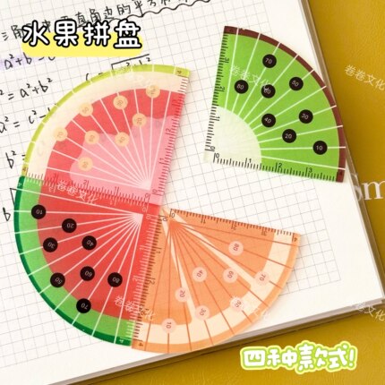 创意可爱水果拼盘西瓜掌心尺ins风学生尺子迷你小巧便携量角器