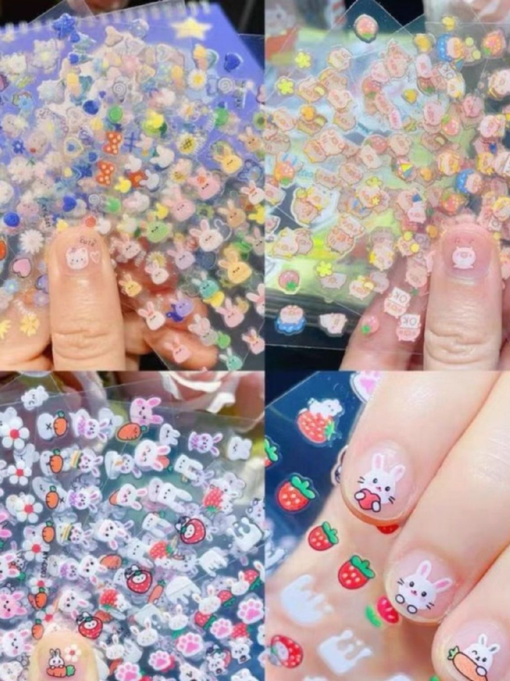 儿童可爱卡通指甲贴公主宝宝防水美甲贴花小孩玩具小兔子美甲贴纸