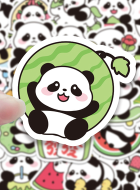 可爱熊猫日常贴纸卡通呆萌Q版熊猫贴画手账防水贴手机壳装饰150张