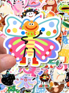 200张彩绘小动物涂鸦贴纸防水装饰手帐手机壳咖啡杯diy无痕自贴画