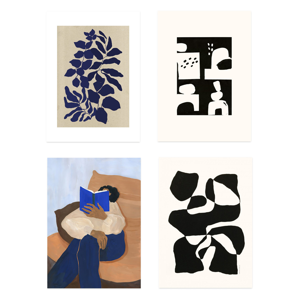 看书的人 小众设计师创意家居装饰画 画心 北欧抽象艺术纸质海报