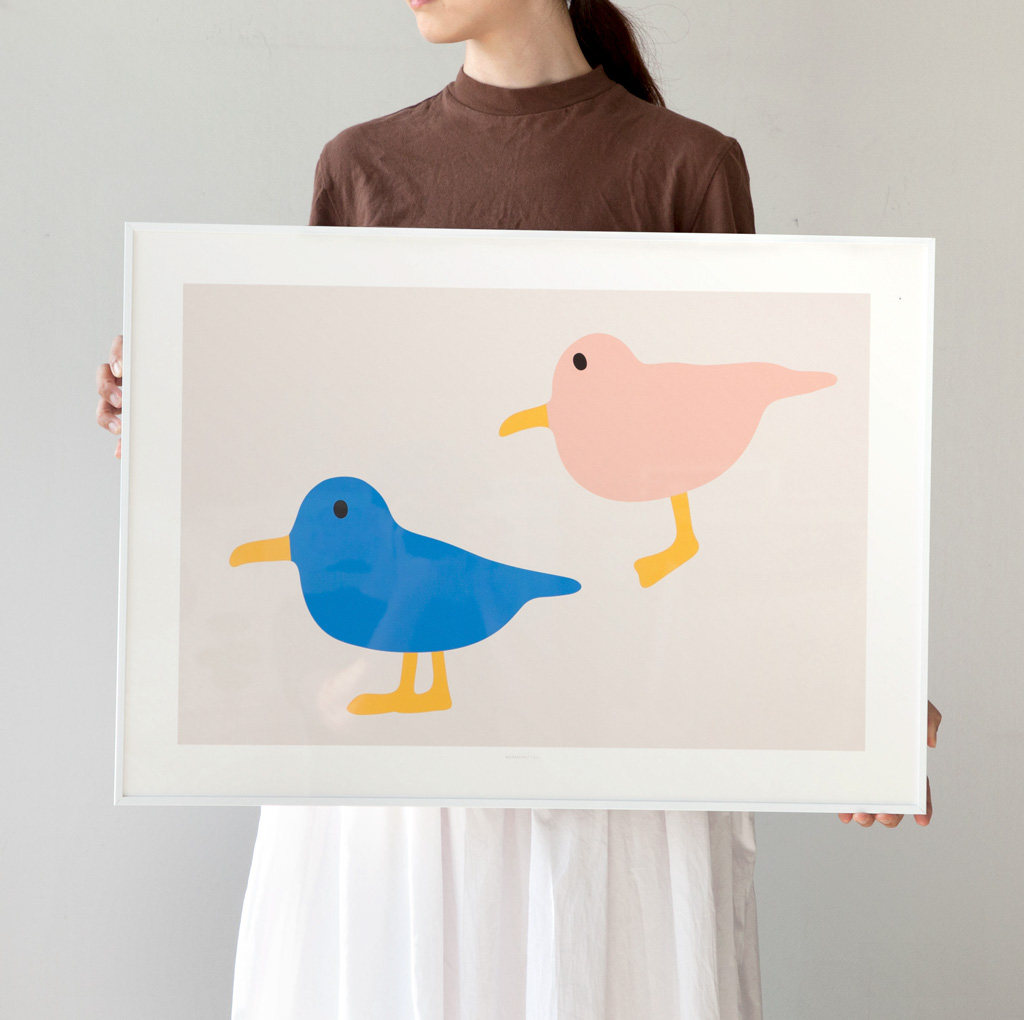 birds 粉蓝小鸟 可爱韩国设计家居装饰画艺术海报