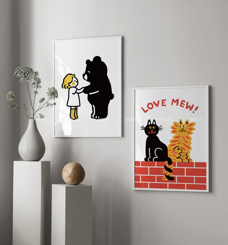 波普风 幽默可爱卡通创意装饰相框画芯 潮流创意趣味艺术纸质海报