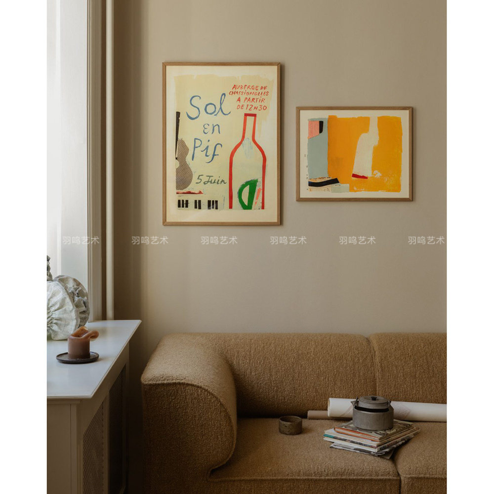 法式复古抽象图案 家居相框挂画装饰画心  小众文艺线条艺术海报
