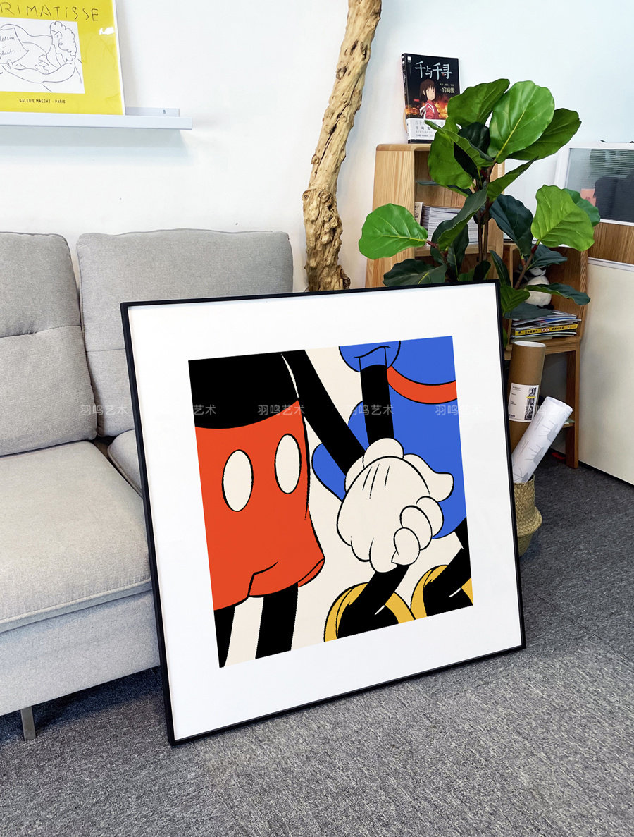 可爱萌趣动漫手拉手艺术纸质海报 工作室波普风卡通装饰画画心