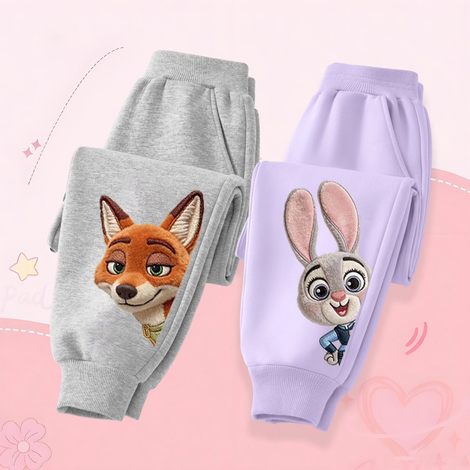 儿童长裤春新款女童卫裤小孩休闲裤上学好穿宝宝朱迪裤子立体图案