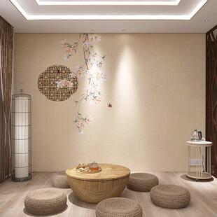 中式 花鸟壁纸中国风养生馆茶室餐厅古风背景古筝教室汉服拍照墙纸