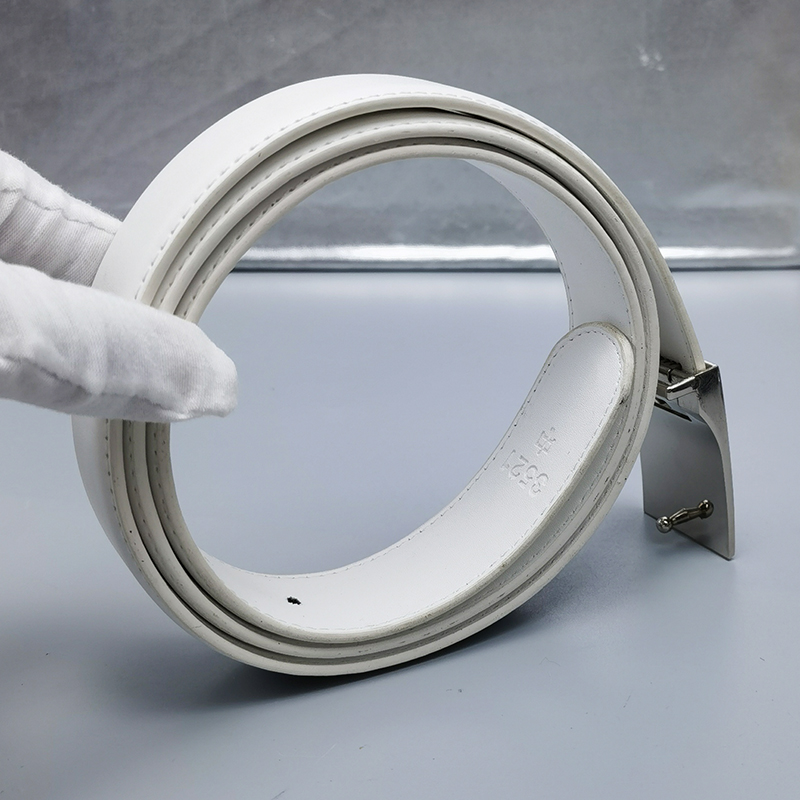 海白内腰带平滑扣银色五角星合金自动扣头黑色常服内穿皮带男士