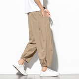 夏季风民族风九分复古阔腿棉麻萝卜裤灯笼裤220-1-MK857-P40，男装休闲裤，四季星座220-1