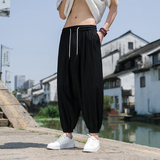 【】风冰棉夏季薄款透气休闲哈伦裤阔腿灯笼裤M802-P50，男装休闲裤，四季星座220-1