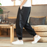 【】春秋风龙拼接棉麻亚麻裤子男哈伦长裤220-1-K905-P45，男装休闲裤，四季星座220-1