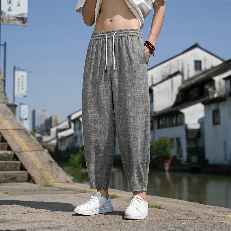风直播品质男士夏季中式潮牌冰丝薄款休闲大码裤子M812-P60图片