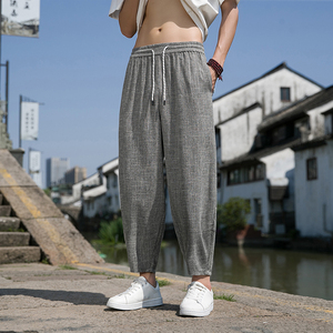 风直播品质男士夏季中式潮牌冰丝薄款休闲大码裤子M812-P60图片