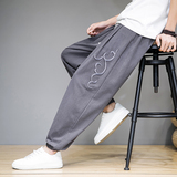 风夏季新款刺绣薄款透气棉麻休闲大码哈伦裤灯笼裤MK288-P55，男装休闲裤，四季星座220-1