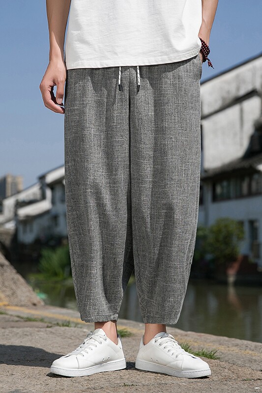风直播品质男士夏季中式潮牌冰丝薄款休闲大码裤子M812-P60,男装休闲裤,四季星座220-1
