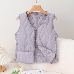 小红书爆款绗绣叠穿加绒马甲2025秋冬羽绒棉马夹女士短款背心修身