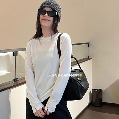 秋冬内搭小高圆领天丝打底衫