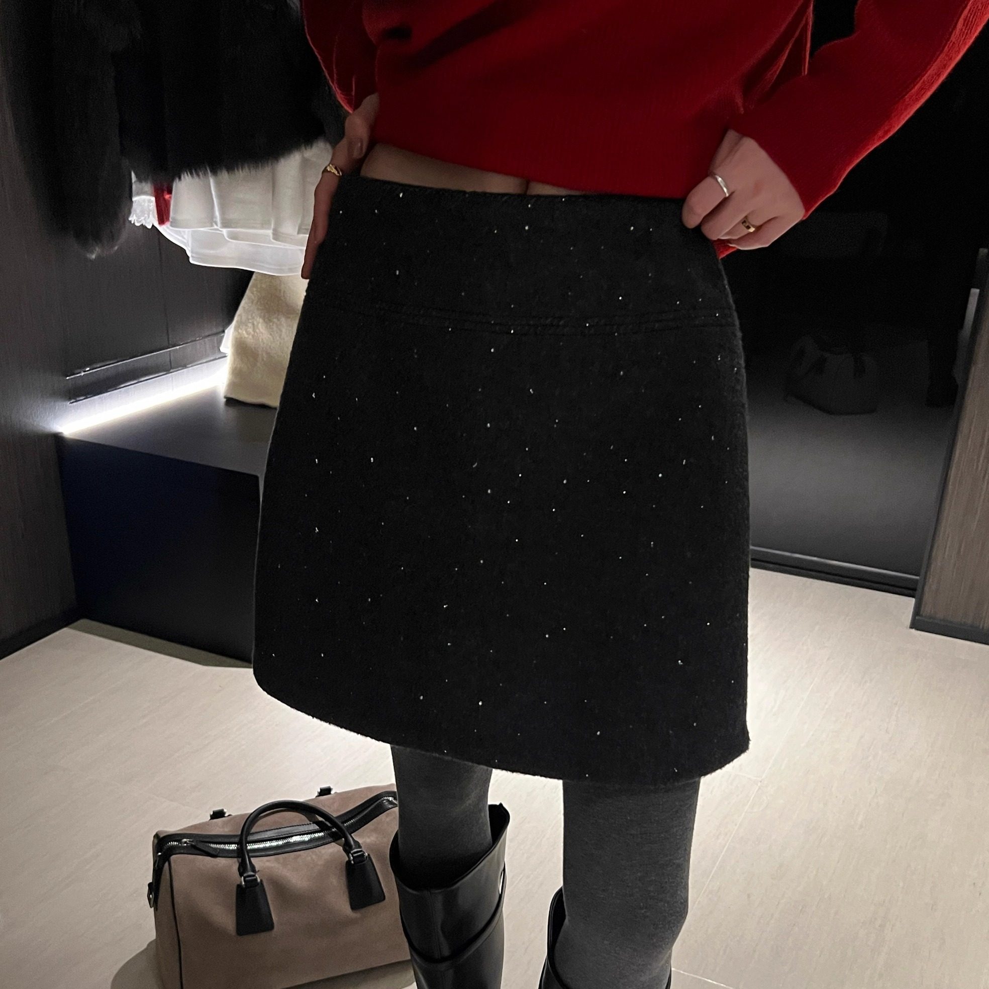 年会亮片百搭显瘦A字短裙