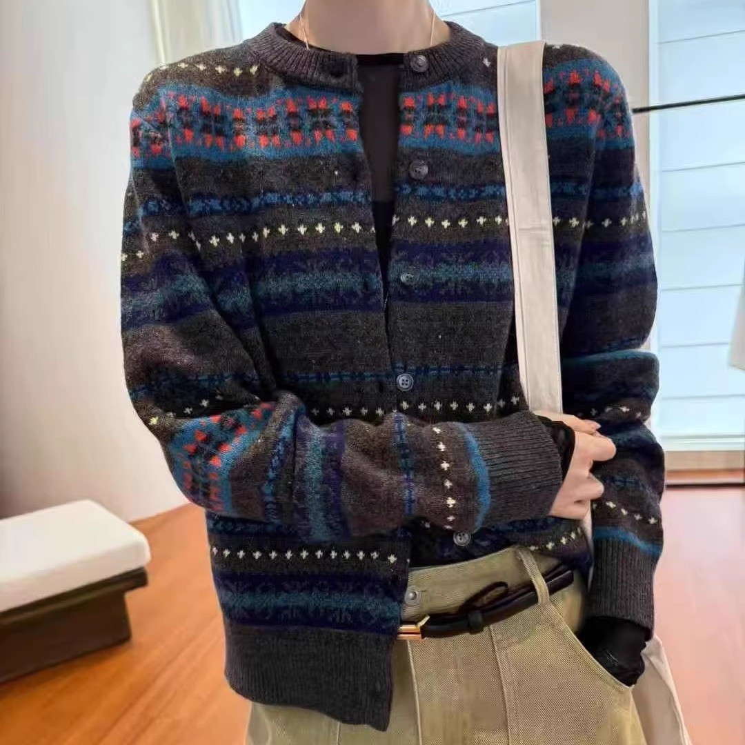 费尔岛羊绒开衫毛衣外套