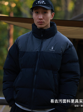 PINSKTBS 24AW秋冬新款 日系宽松高充绒量鸭绒拼色棉服羽绒面包服