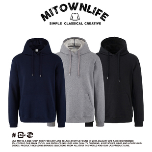 宽松男潮ins潮套头外套 MITOWNLIFE全棉素色连帽卫衣春秋韩版