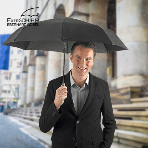 [商务折叠伞]德国进口EuroSCHIRM欧赛姆黑色折叠自动鹿皮豪华雨伞