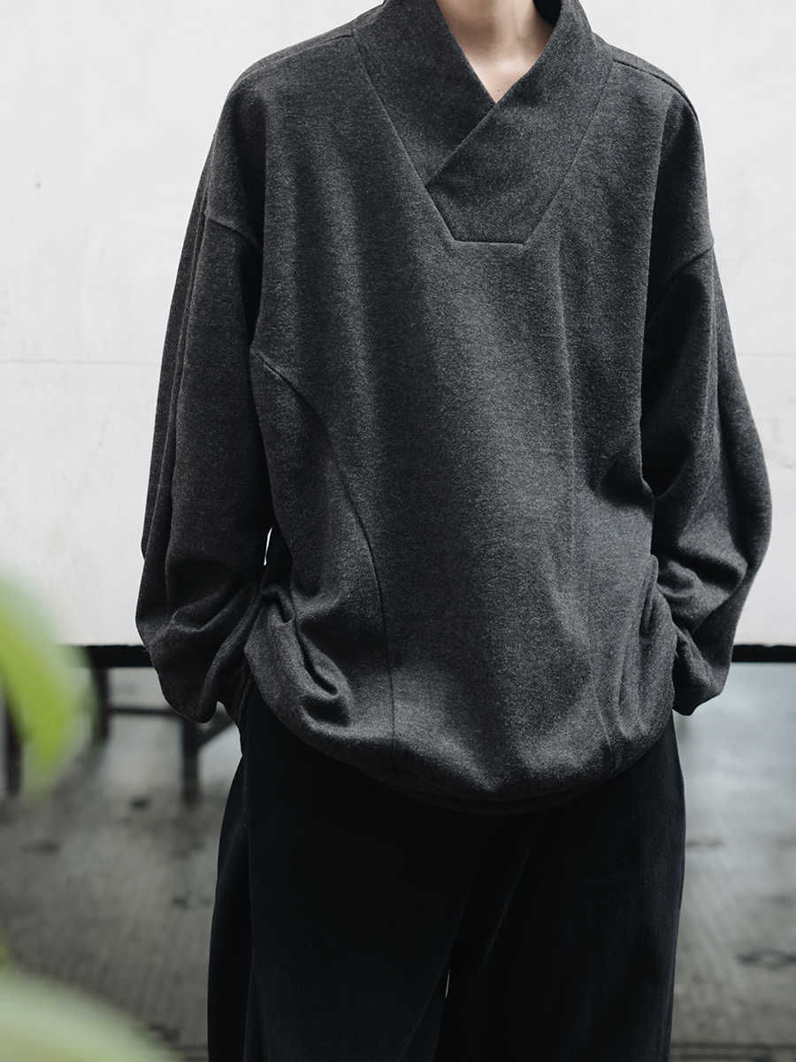 设计感v领极简羊绒长袖