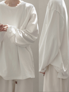 口袋T恤 新疆棉简约宽松落肩长袖 衣疫 叠穿搭档之一件白色T恤