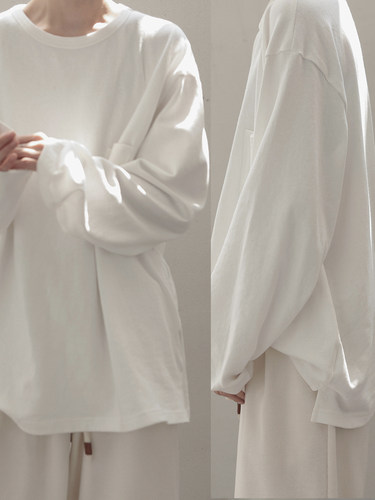 衣疫长袖宽松白色打底