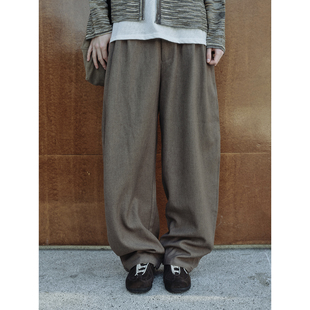 弯刀显瘦阔腿直筒西裤 衣疫 50羊毛混纺花驼高级秋冬氛围感休闲裤