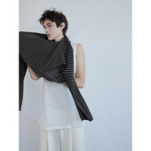 300g毛巾料细条纹软糯亲肤长袖 衣疫 松弛颗粒感随性提花条纹T恤