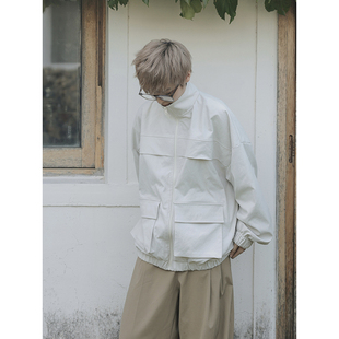 衣疫 日系高支高密锦棉简约大口袋拼接山本风夹克外套