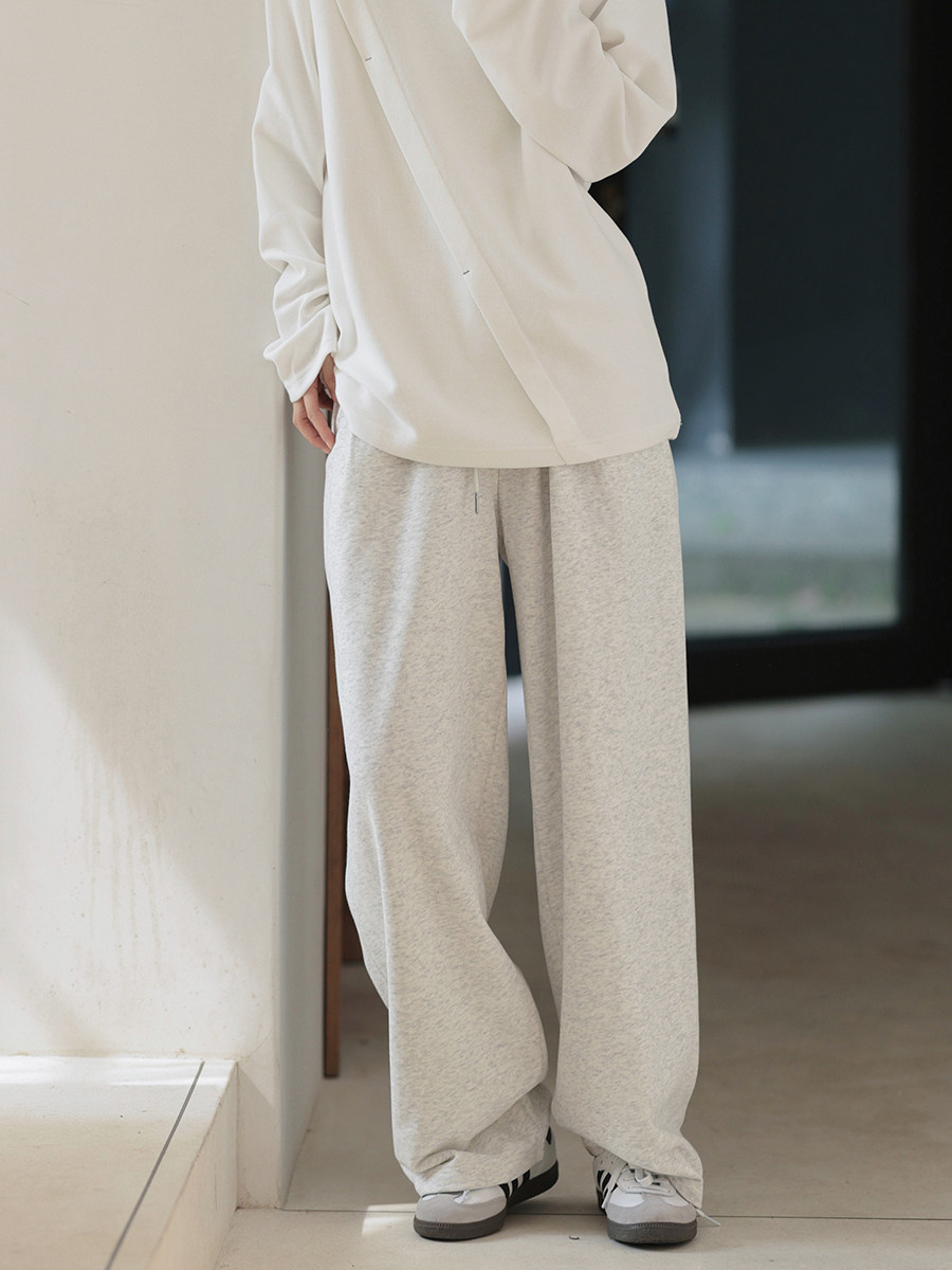 衣疫 抽绳灰色系慵懒风廓形松紧腰基础款直筒阔脚休闲裤卫裤,男装,休闲裤,淘宝优惠券,粉丝福利购,淘宝优惠卷