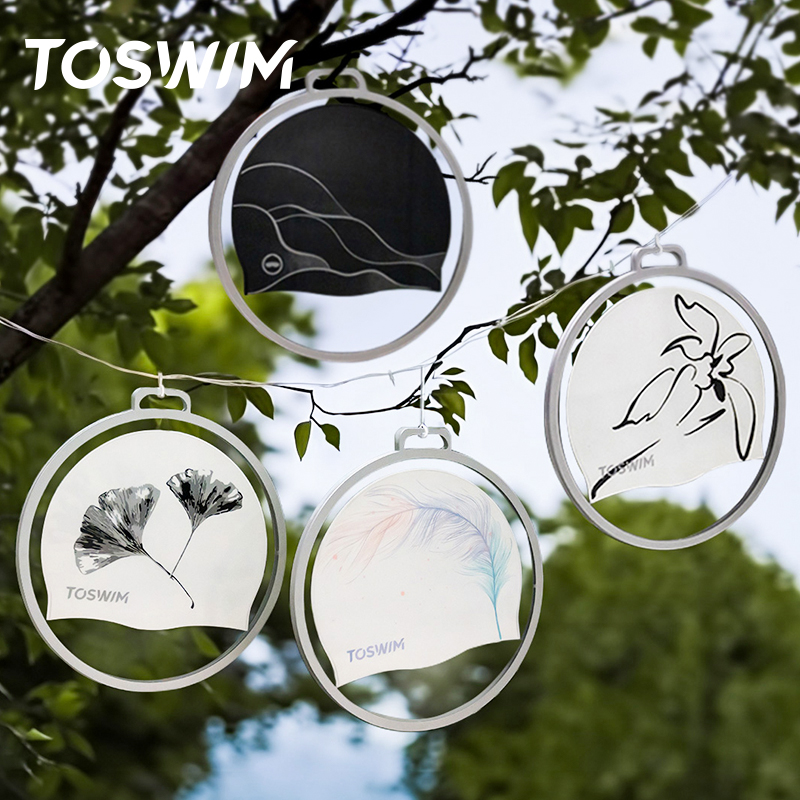 toswim泳帽女硅胶防水时尚印花