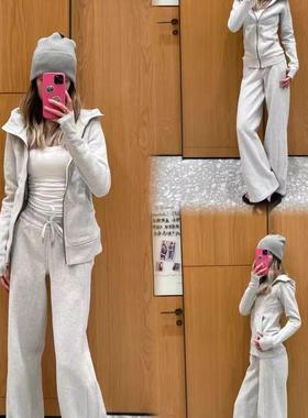 【爆款】同款卫裤高腰抽绳加绒宽松休闲直筒裤