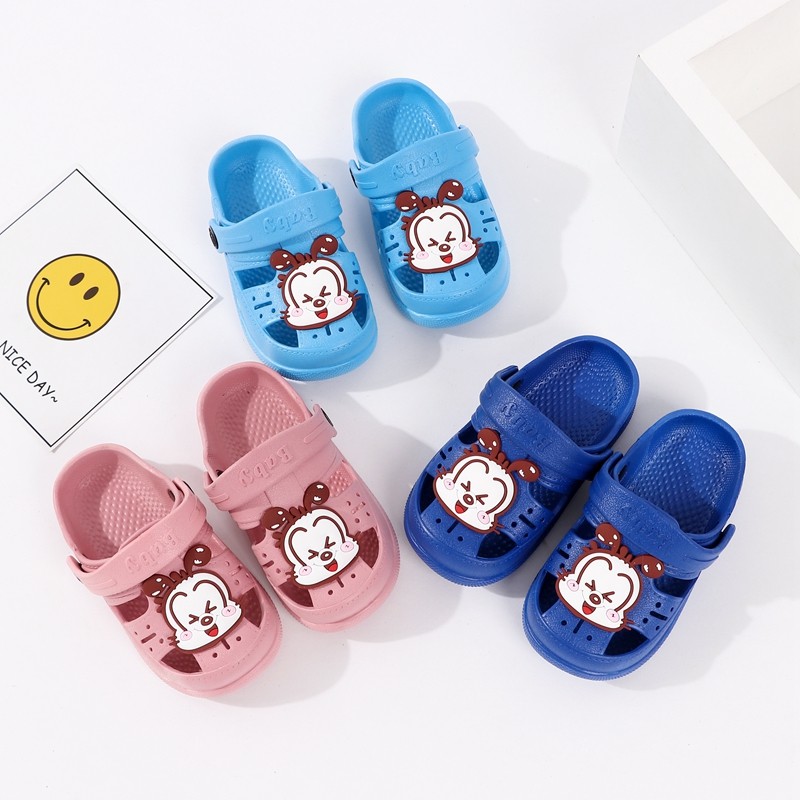 巴布豆宝宝洞洞鞋步前鞋婴幼儿拖鞋软底防滑学步机能鞋外穿沙滩鞋