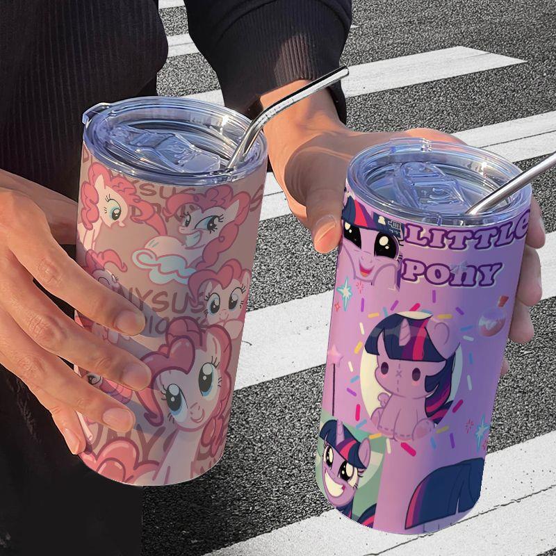 小马宝莉可爱卡通咖啡网红高颜值不锈钢保温杯办公室吸管随行水杯