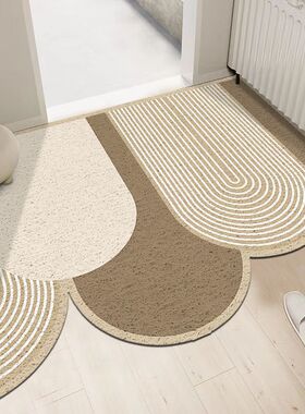 简约奶油风刮泥蹭土丝圈玄关脚垫家用可裁剪耐脏耐磨入户地垫