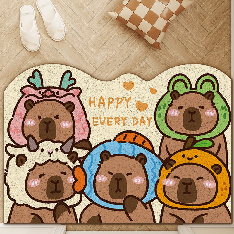 卡皮巴拉入户地垫丝圈耐脏免洗玄关脚垫可裁剪门口除尘防滑小地毯,女士内衣/男士内衣/家居服,晨袍,淘宝优惠券,粉丝福利购,淘宝优惠卷