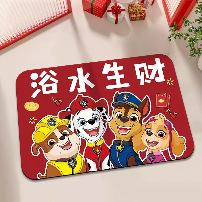 卡通可爱汪汪队立大功硅藻泥地垫浴室卫生间吸水速干防滑蹭脚垫