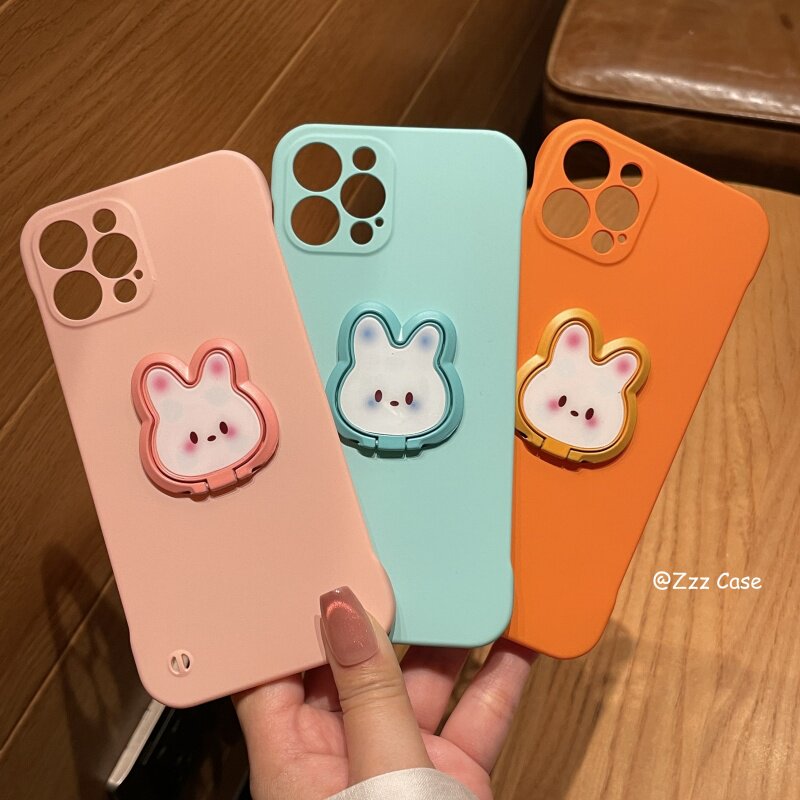 ins风简约兔子适用于oppoReno16手机壳纯色指环支架reno15pro半包RENO14/13/12无边框硬壳A93S保护套A6Pro