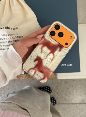 ZZZCASE银底极光红晕染蓝线条骏马适用苹果17promax手机壳iphone16新款15卡通日韩ins14全包防摔保护套