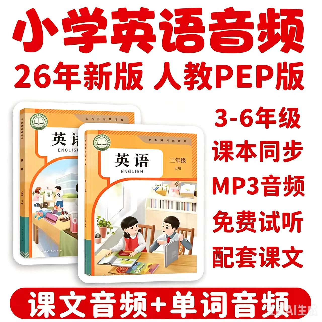 26年新版人教版pep小学英语音频课文朗读MP3单词听力3456年级动画