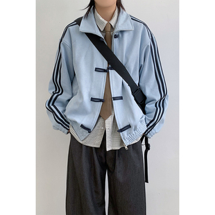 林弯弯复古中国风盘扣开衫卫衣夹克男女生情侣新中式立领外套春潮