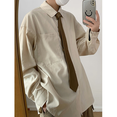 长袖美拉德麂皮绒纯色衬衫