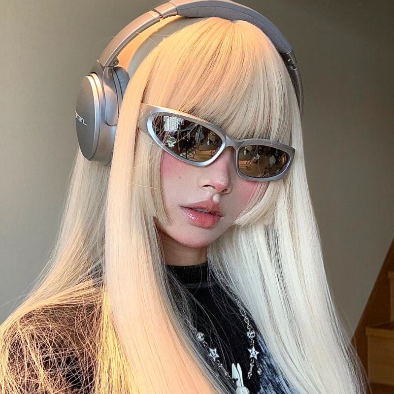 中古风y2k银色辣妹偏光墨镜欧美网红街拍户外登山骑行运动太阳镜