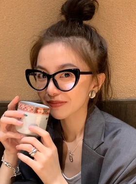 蝶形黑色大框经典眼镜大脸显瘦素颜神器时尚气质凹造型镜框男女潮